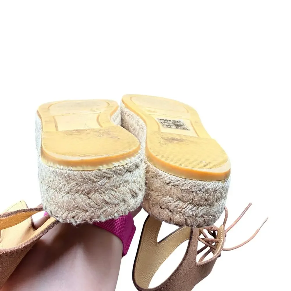 Andre Assous Espadrille Sandals Brown Suede Lace Up EU 39 US 8.5-9